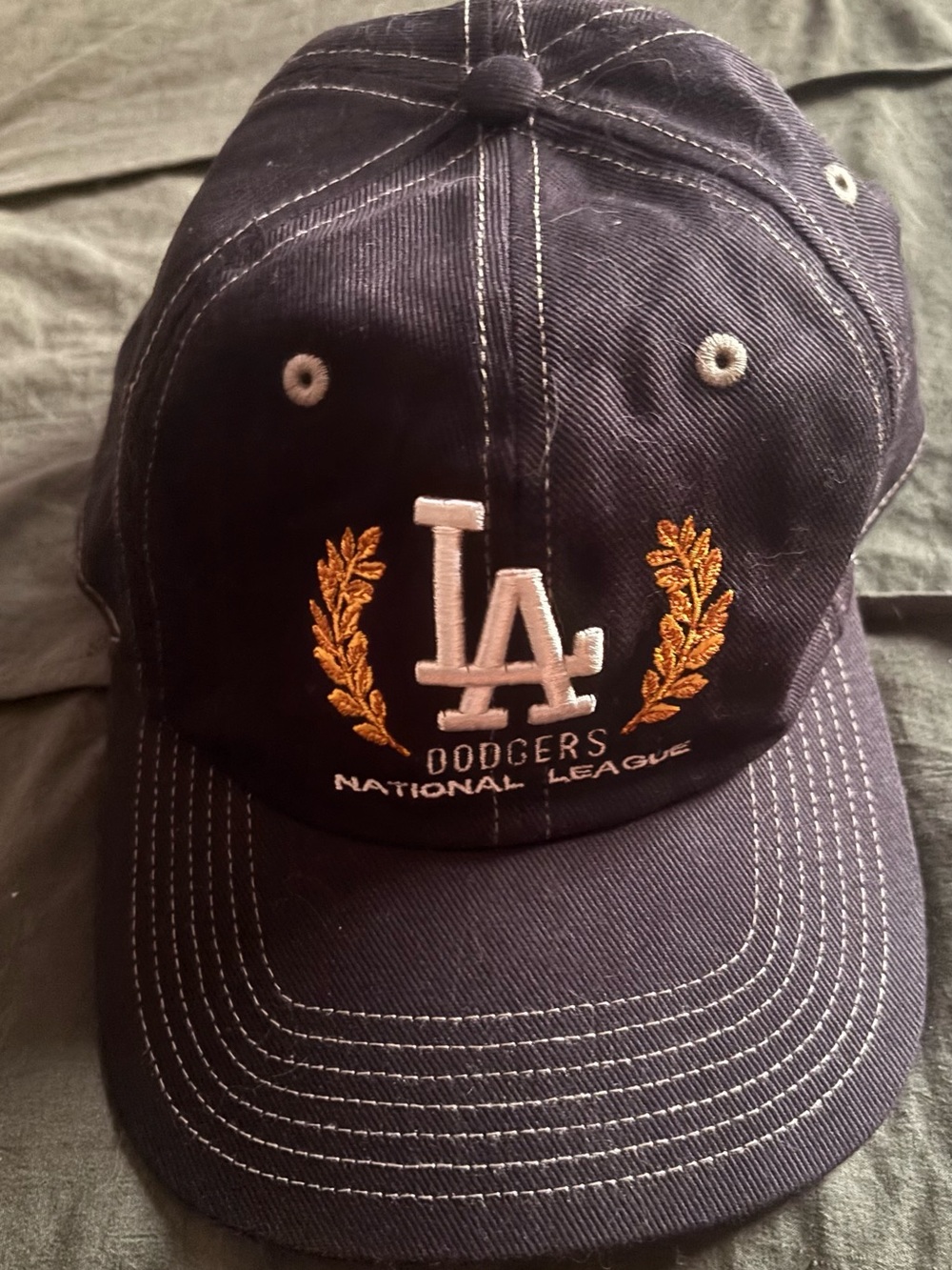 LA Dodgers Black Baseball Cap with Gold Laurel Embroidery